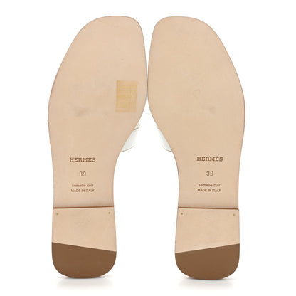 Hermes Box Calfskin Oran Sandals 39 White 5 of 8