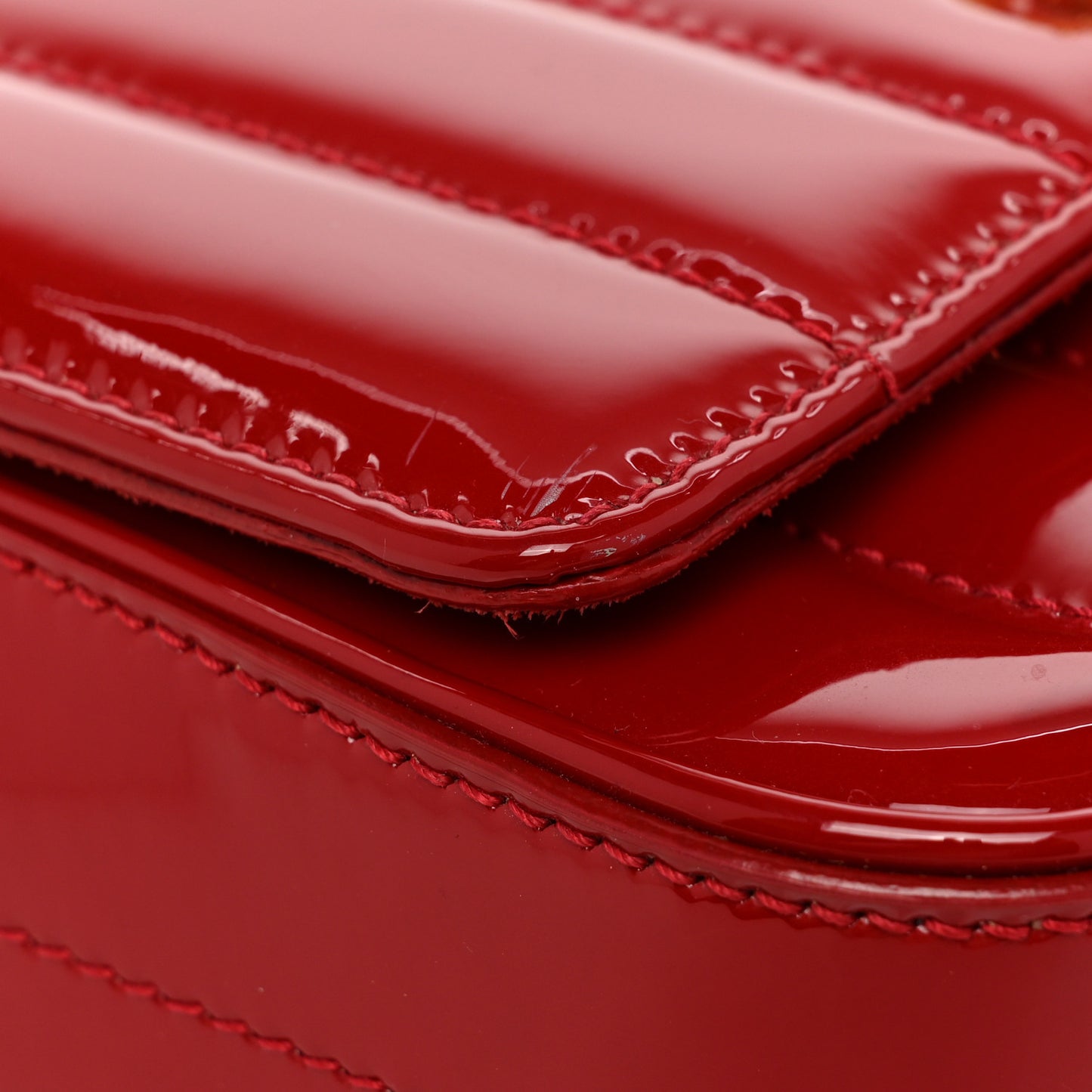 Patent Matelasse Monogram Small Vicky Chain Bag Red