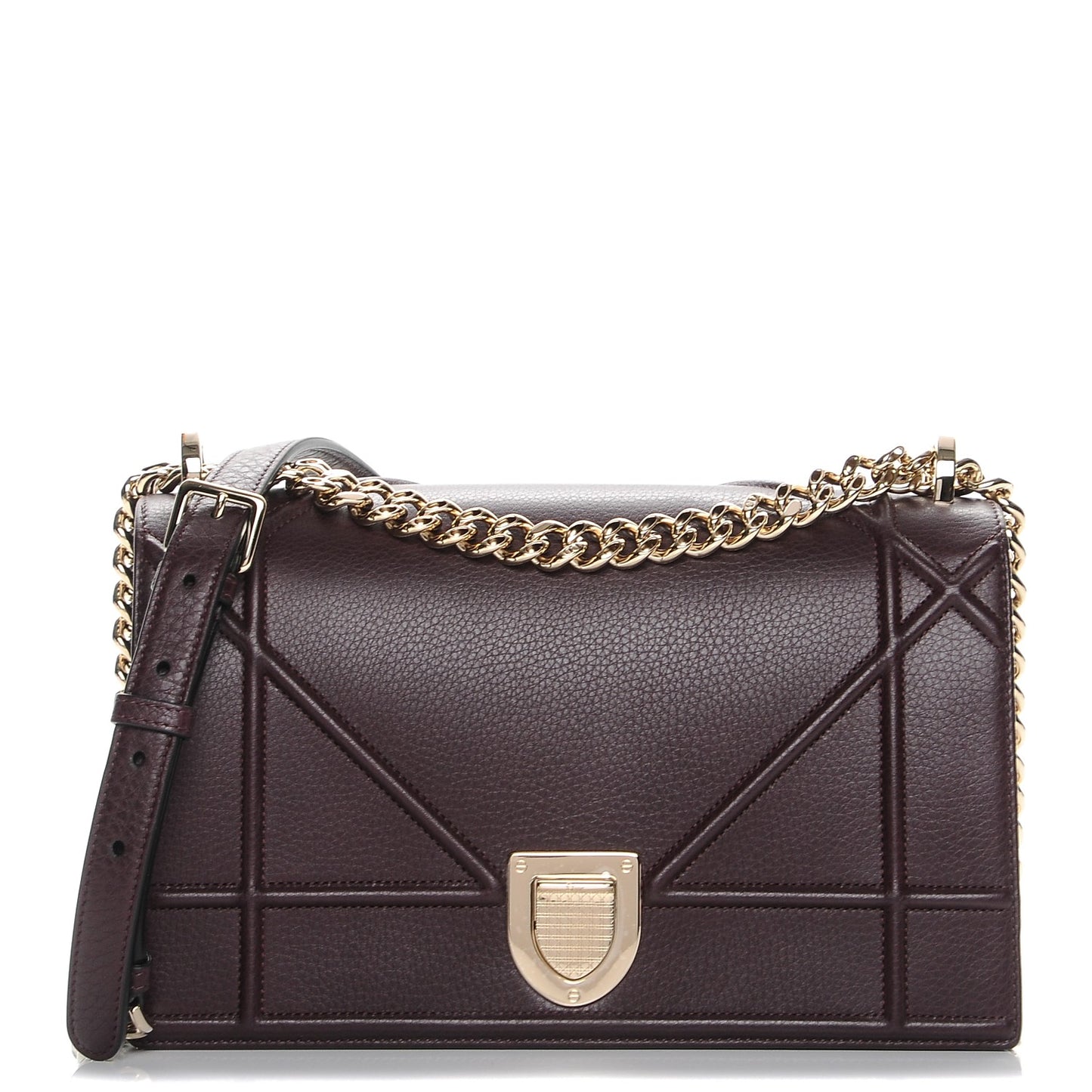 Grained Calfskin Medium Diorama Flap Bag Amaranth