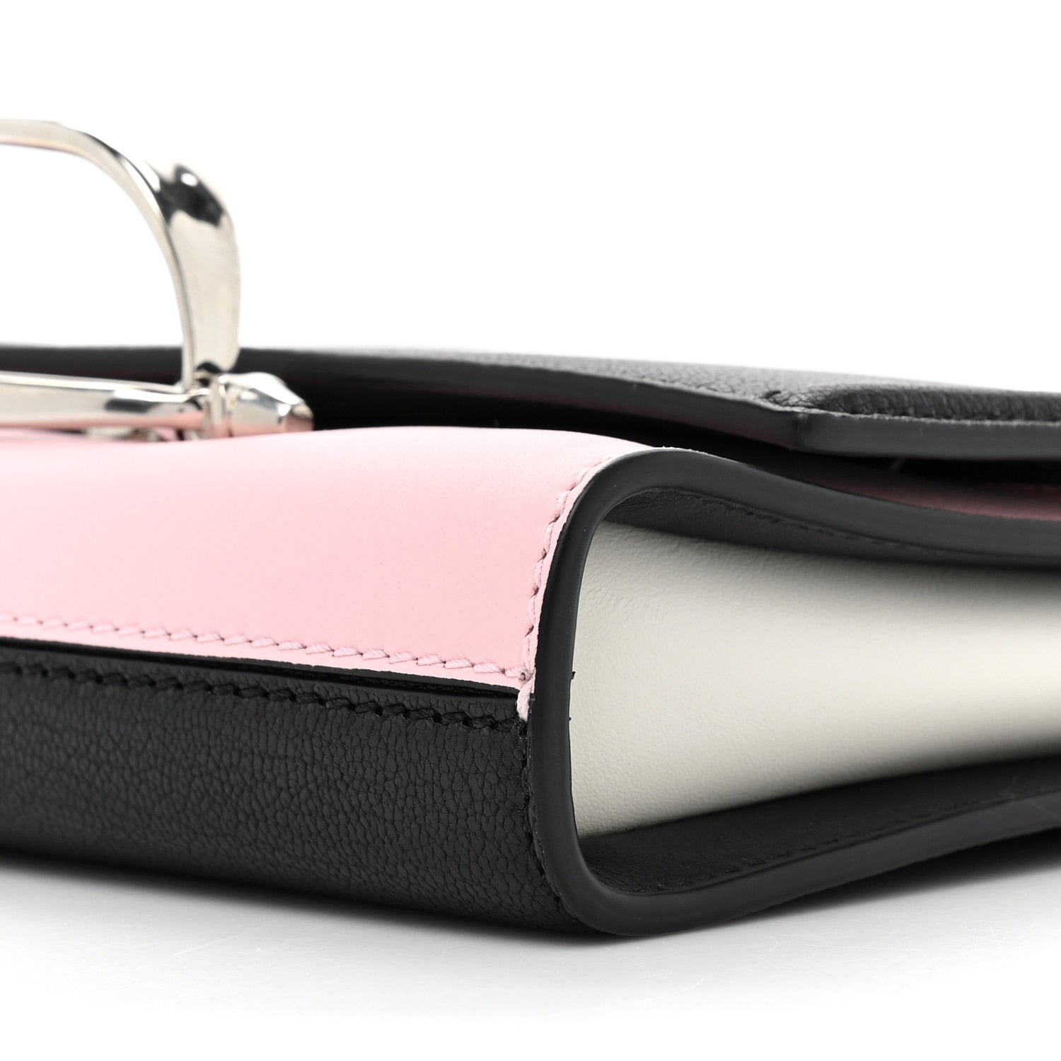 Alexander McQueen Calfskin The Story Shoulder Bag Black Pink 7 of 8