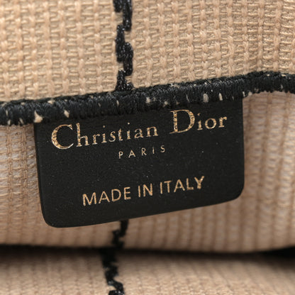 Christian Dior Canvas Embroidered Medium Bayadere Book Tote Black Beige 6 of 13