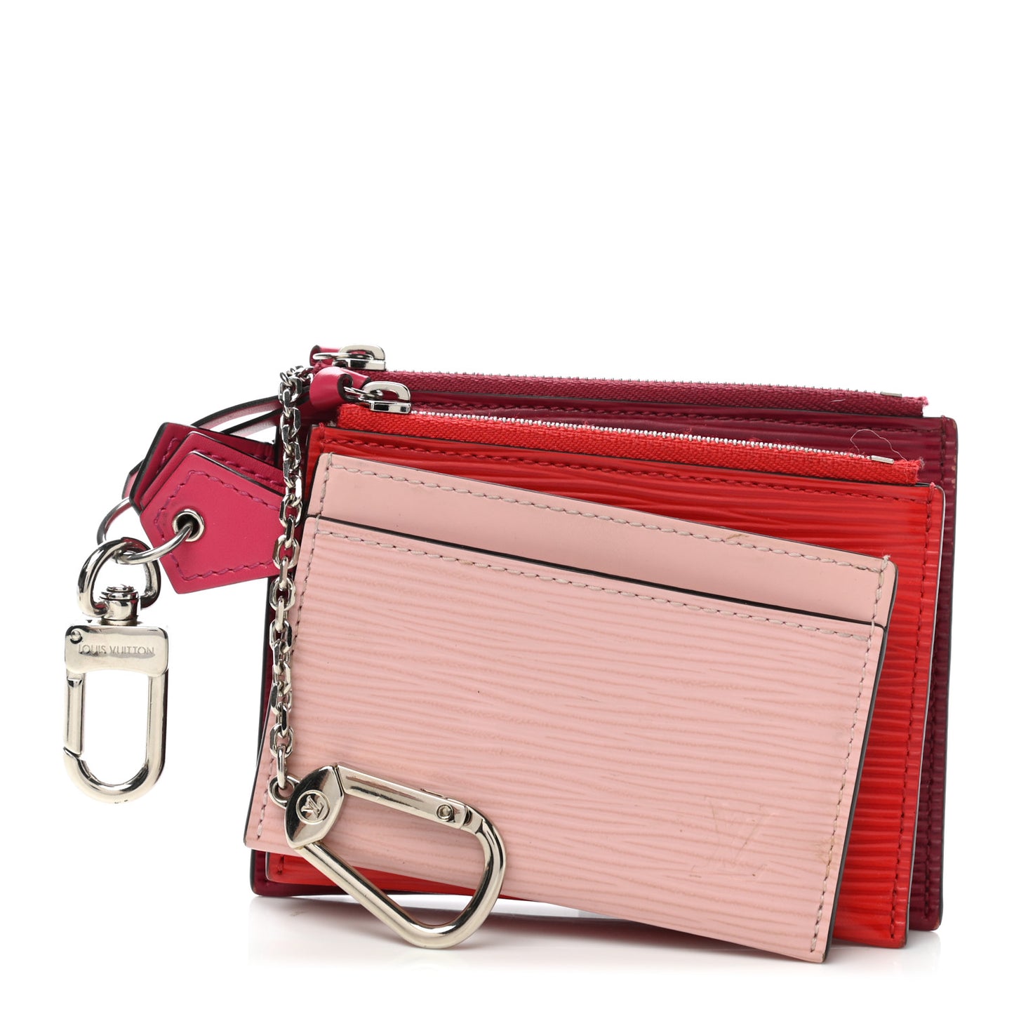 Epi Trio Card Case Wallet Rose Ballerine Rouge Fuchsia