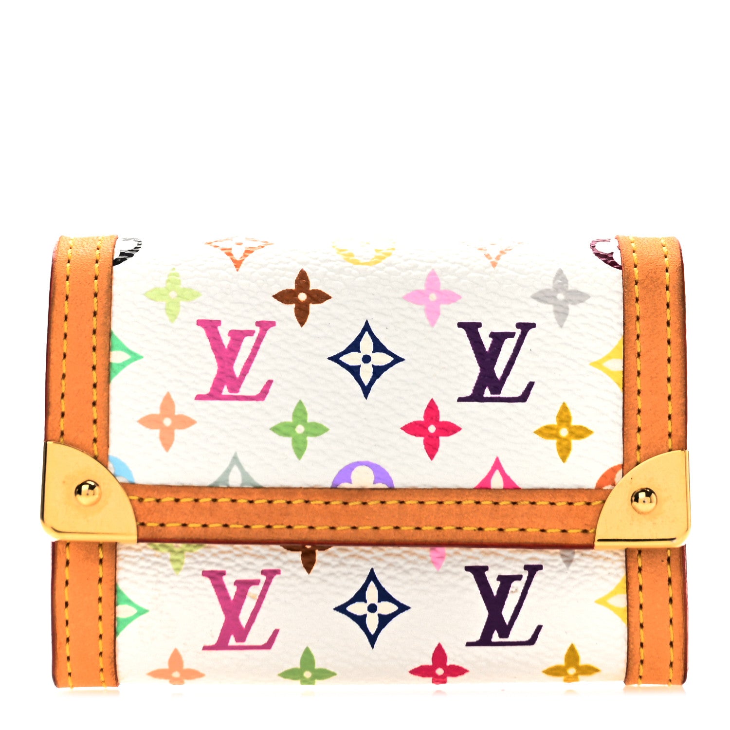 Louis Vuitton Monogram Multicolor Porte-Monnaie Plat Coin Purse White 1 of 6