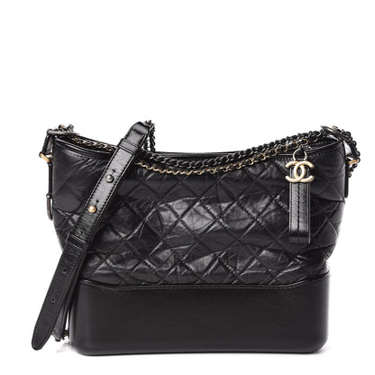 Chanel Aged Calfskin Quilted Medium Gabrielle Hobo Black 1 of 12