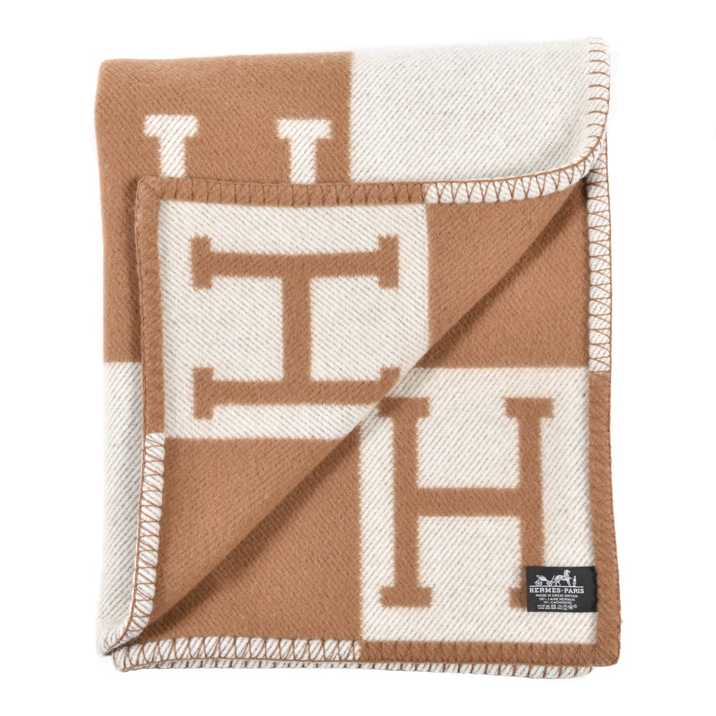 Wool Cashmere Avalon Blanket Ecru Camel