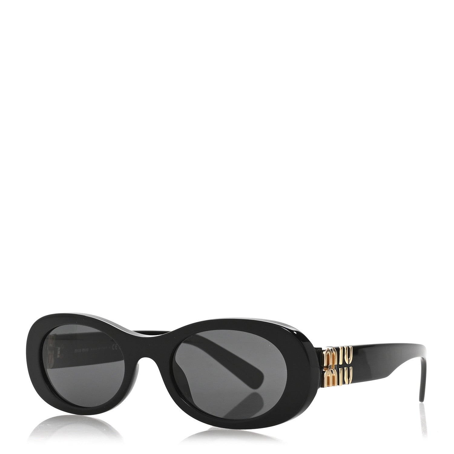 Miu Miu Acetate Oval Sunglasses SMU 06Z Black 1 of 8