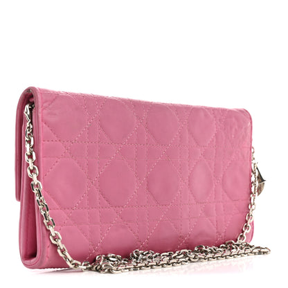 Christian Dior Lambskin Cannage Lady Dior Rendezvous Wallet On Chain Fuchsia 3 of 17