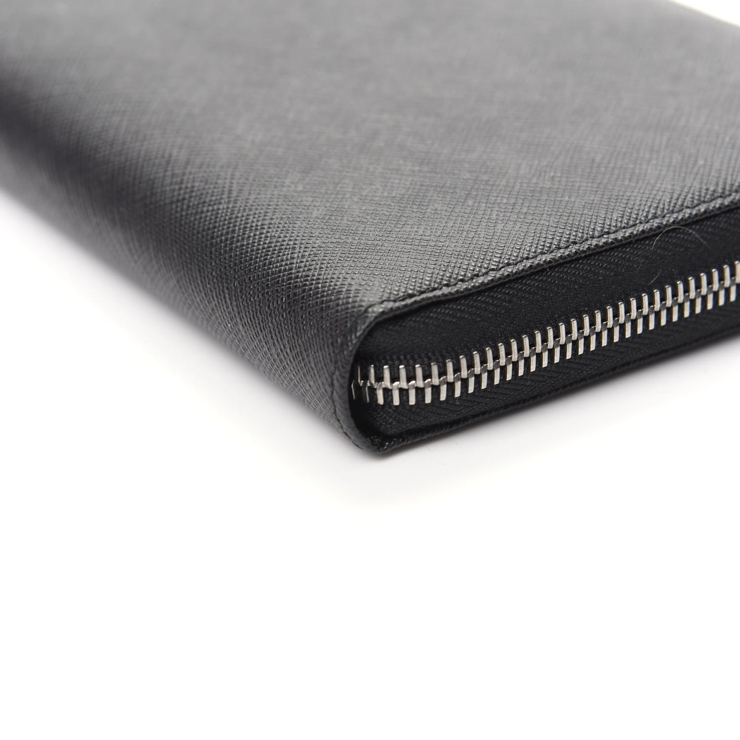 Saffiano Large Zip Around Travel Wallet Black