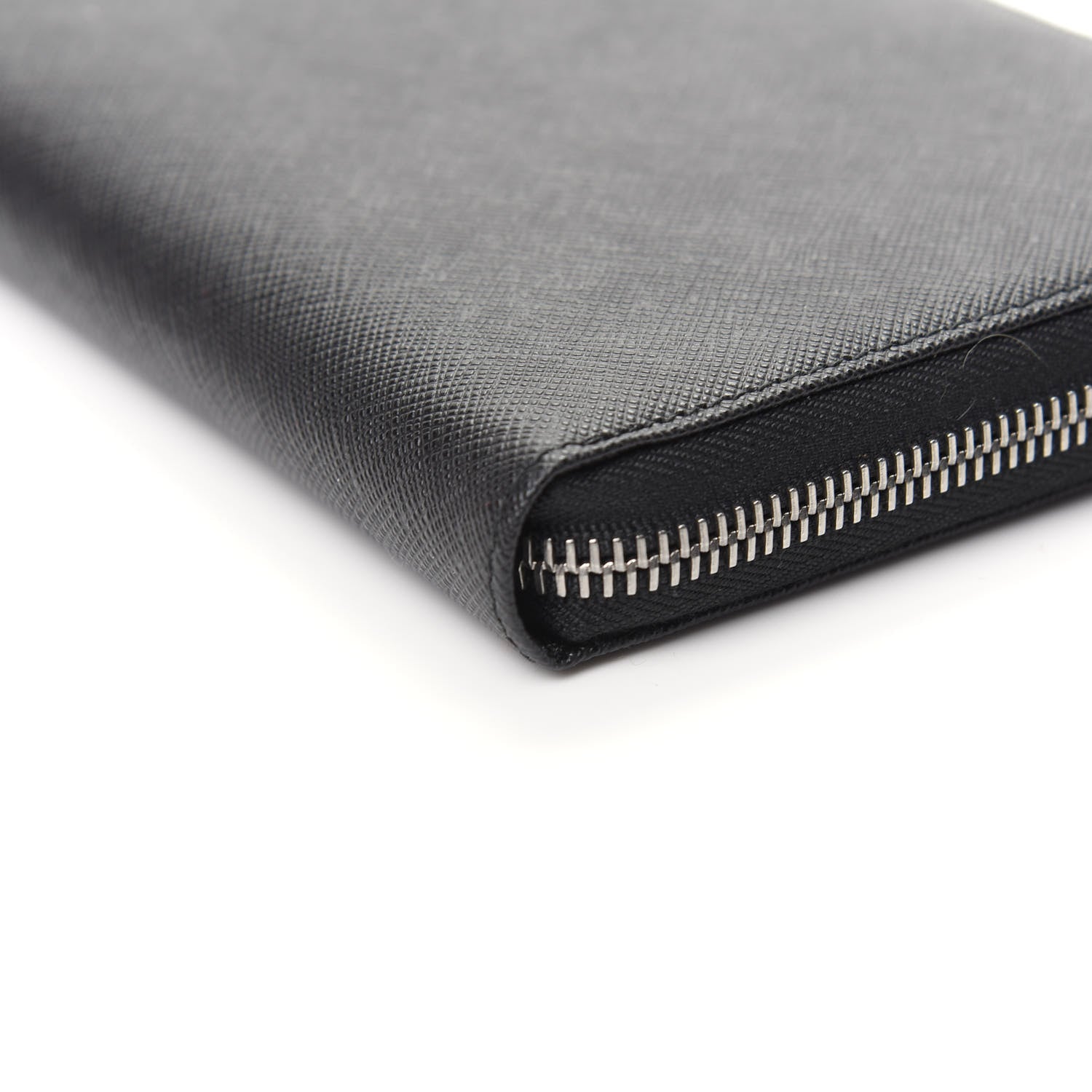 Prada Saffiano Large Zip Around Travel Wallet Black 8 of 8