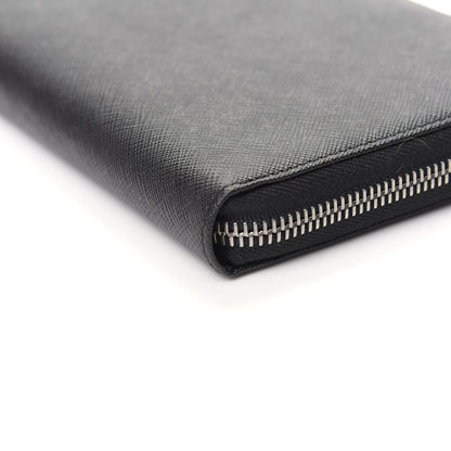 Prada Saffiano Large Zip Around Travel Wallet Black 8 of 8
