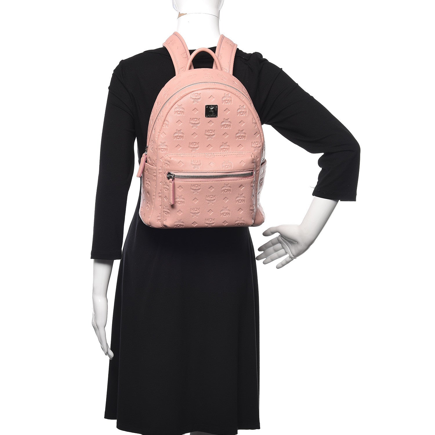 MCM Calfskin Ottomar Monogram Small Backpack Pink 2 of 11