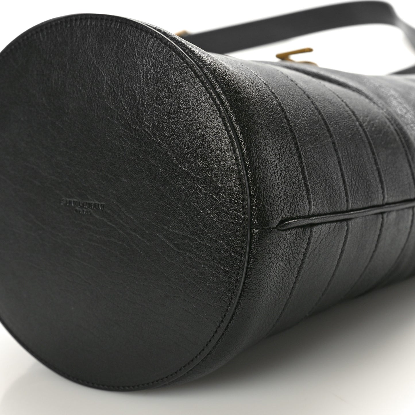 Lambskin Seau Fermoir Bucket Bag Black