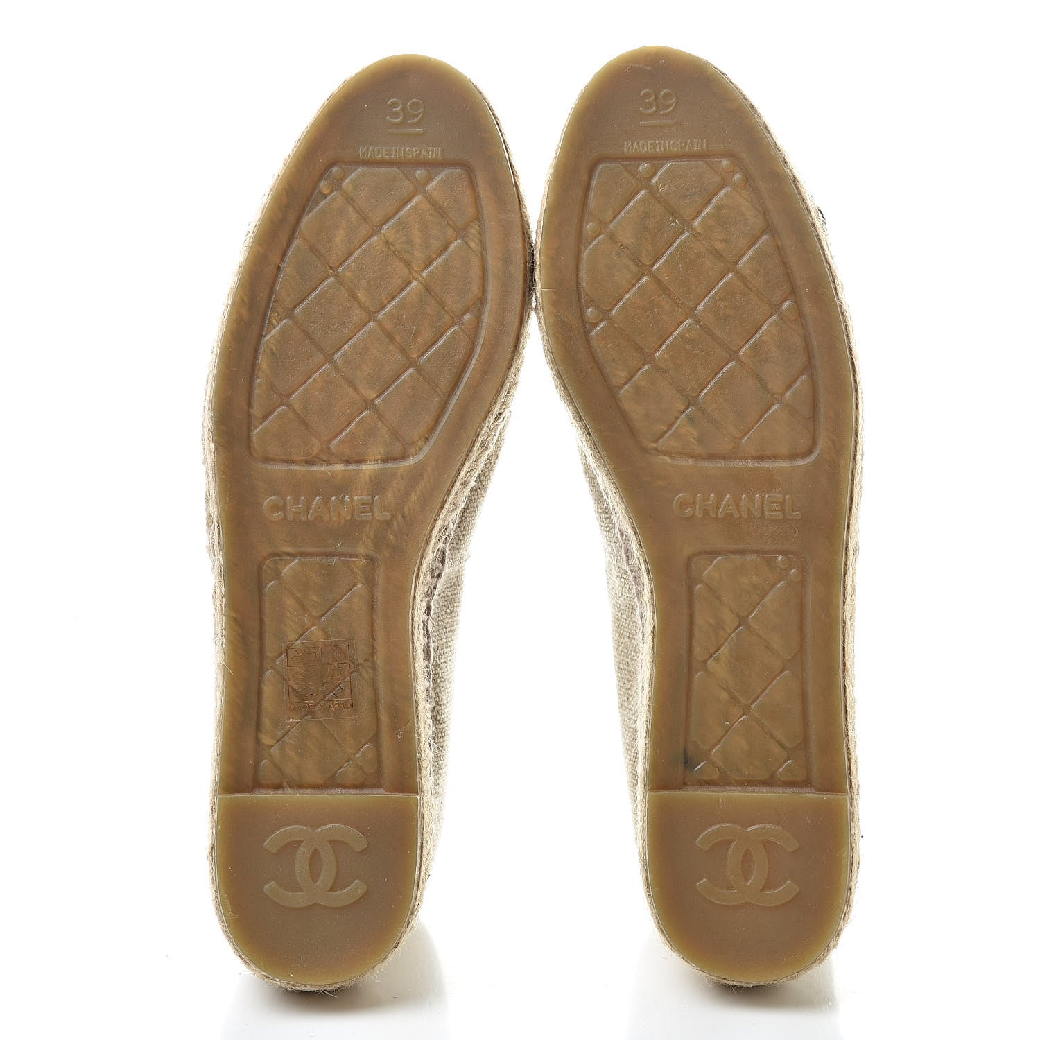 Chanel Toile Sequin CC Espadrilles 39 Beige Black 5 of 10
