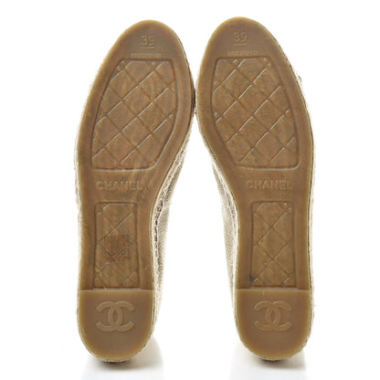 Chanel Toile Sequin CC Espadrilles 39 Beige Black 5 of 10