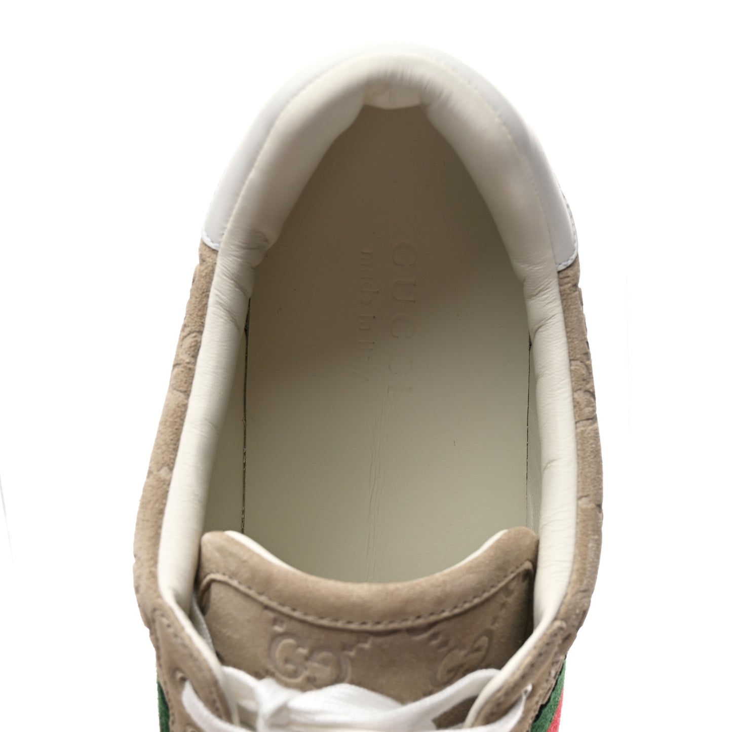 GG Suede Monogram Web Mens Sneakers 9 Oatmeal Mystic White