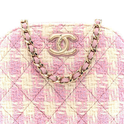 Chanel Tweed Quilted Mini Clutch With Chain Pink 8 of 10