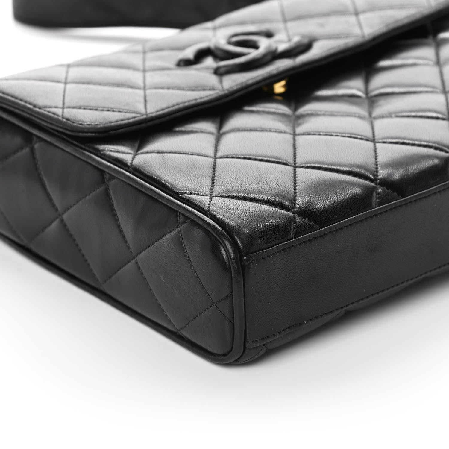 Chanel Lambskin Quilted CC Single Flap Shoulder Bag Black 9 of 10