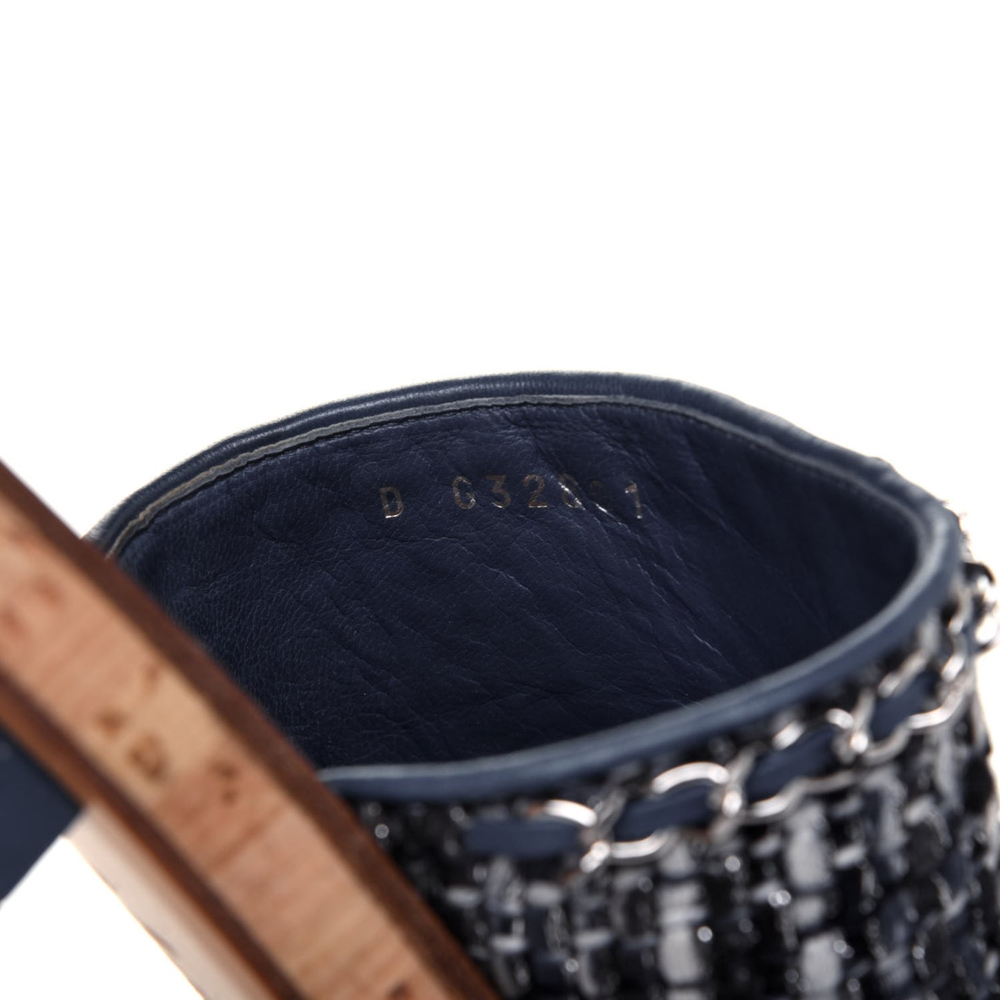 Cork Tweed Chain Mule Slides 41.5 Blue