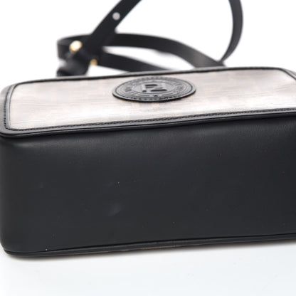 Fendi Glazed Fabric Vitello Century FF 1974 Stamp Patch Mini Camera Case Mogano Panna Black 11 of 12