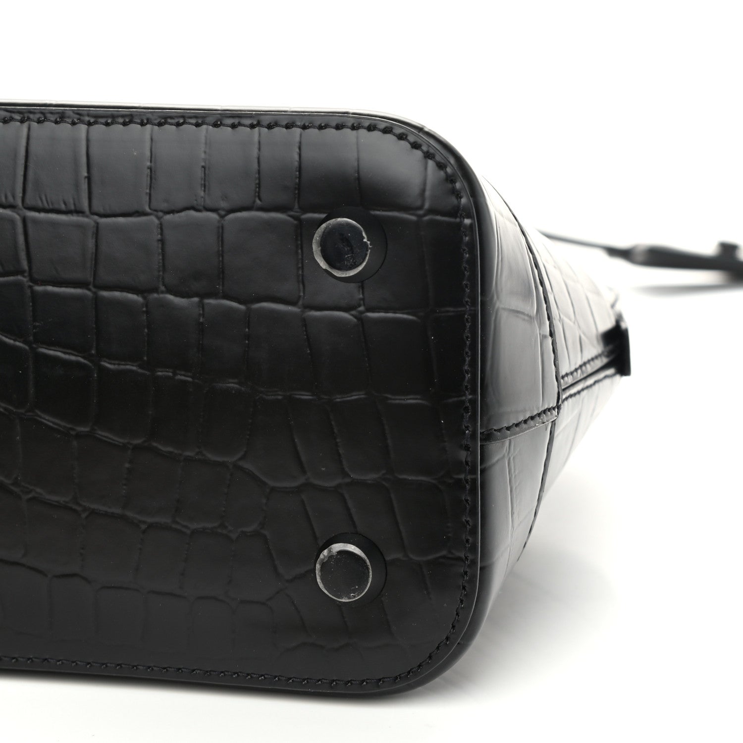 Balenciaga Calfskin Crocodile Embossed S Rivet Ville Top Handle Bag Black 10 of 12