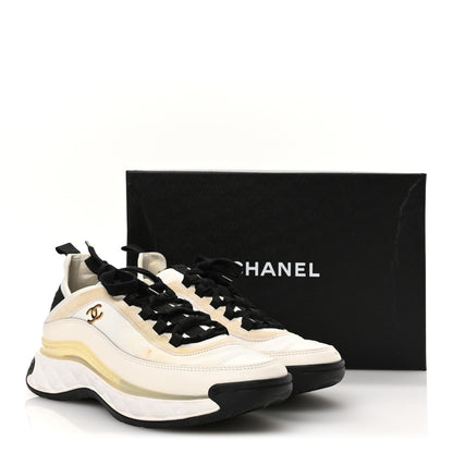 Chanel Velvet Calfskin Mixed Fibers CC Sneakers 39 Ivory Black 8 of 9