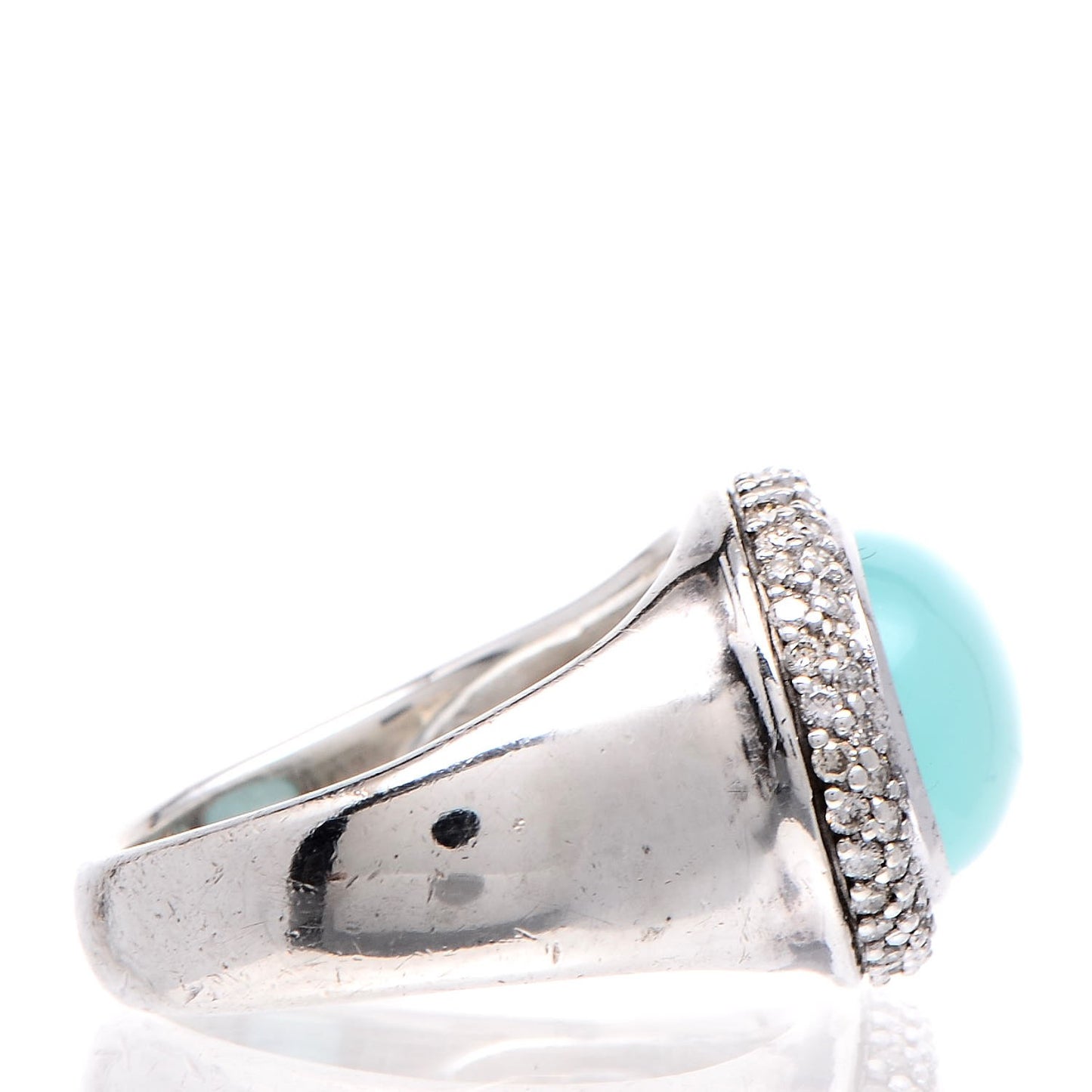 Sterling Silver Diamond Chalcedony Signature Oval Ring 53.5 6.5
