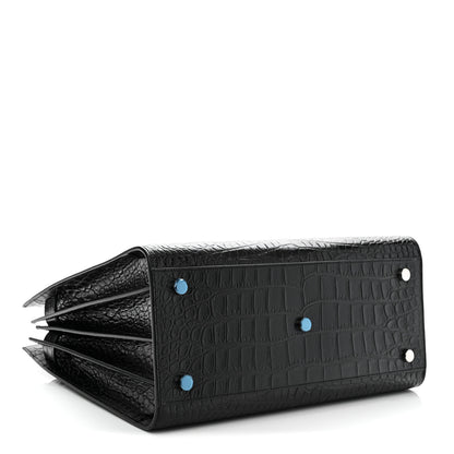 Saint Laurent Calfskin Crocodile Embossed Small Sac de Jour Black 4 of 11