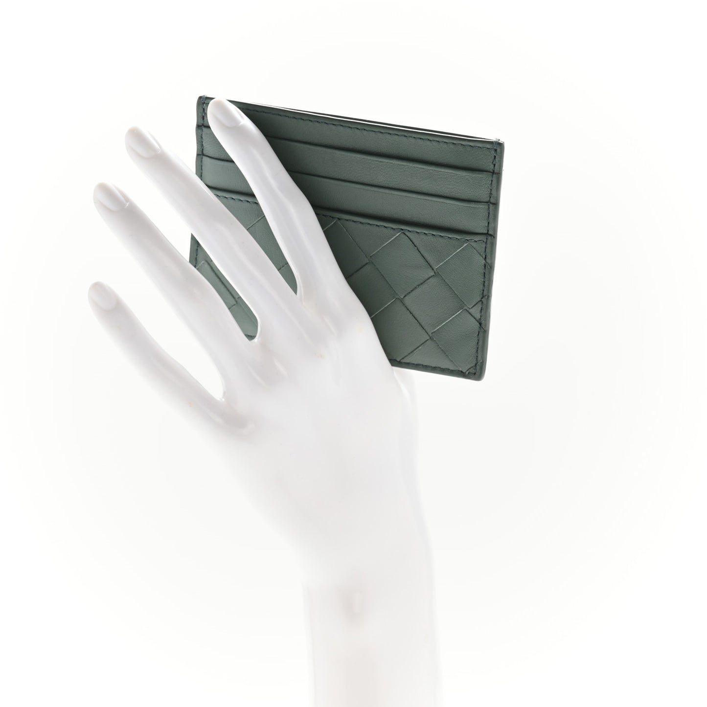 Nappa Intrecciato Card Holder Aloe