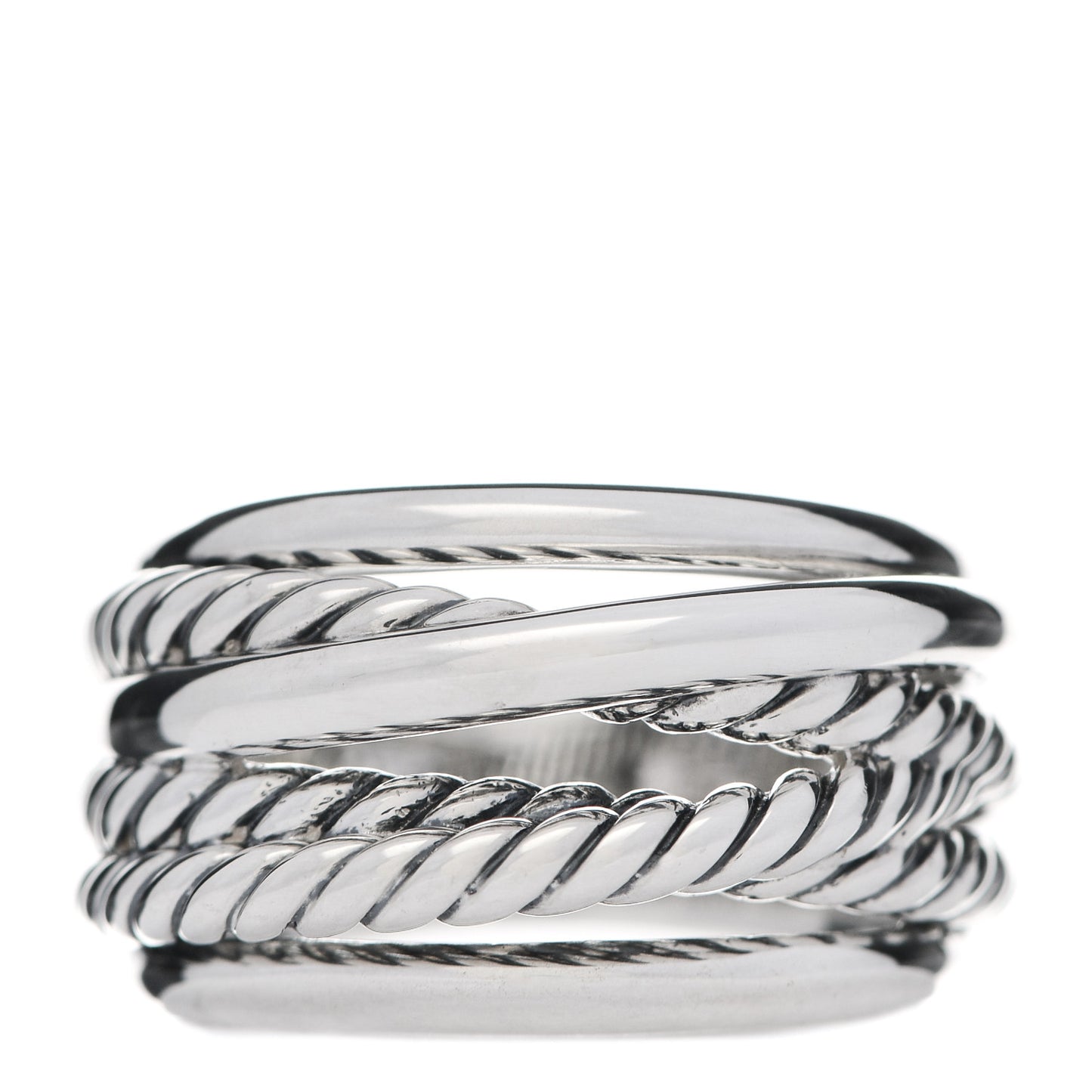 Sterling Silver 18mm Wide Crossover Cable Ring 53 6.5