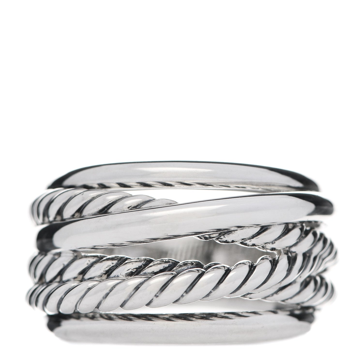 David Yurman Sterling Silver 18mm Wide Crossover Cable Ring 53 6.5 1 of 4