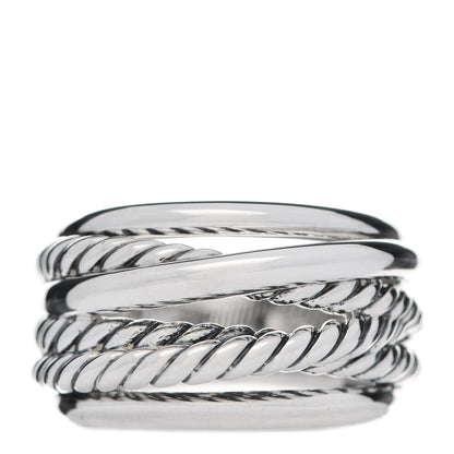David Yurman Sterling Silver 18mm Wide Crossover Cable Ring 53 6.5 1 of 4