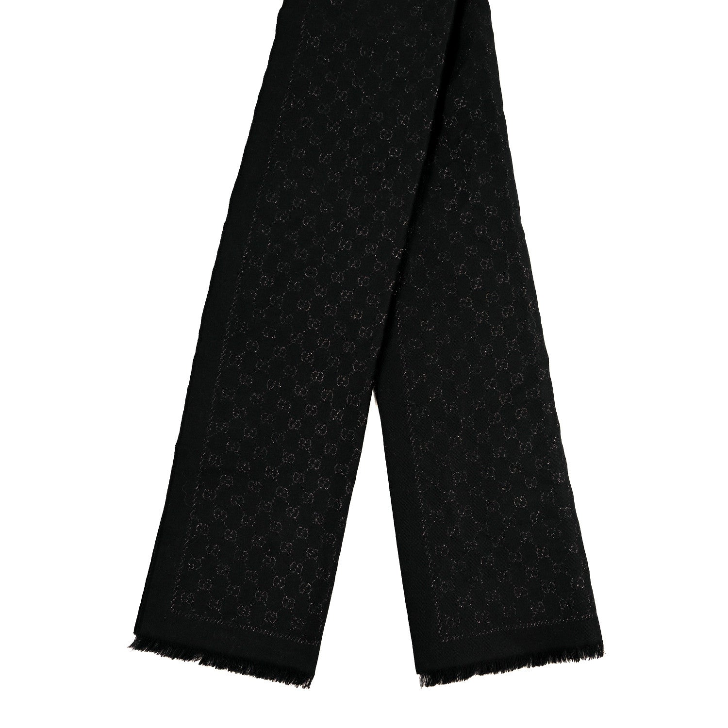 Gucci Cashmere GG Monogram Gem Lux Scarf Black 2 of 3