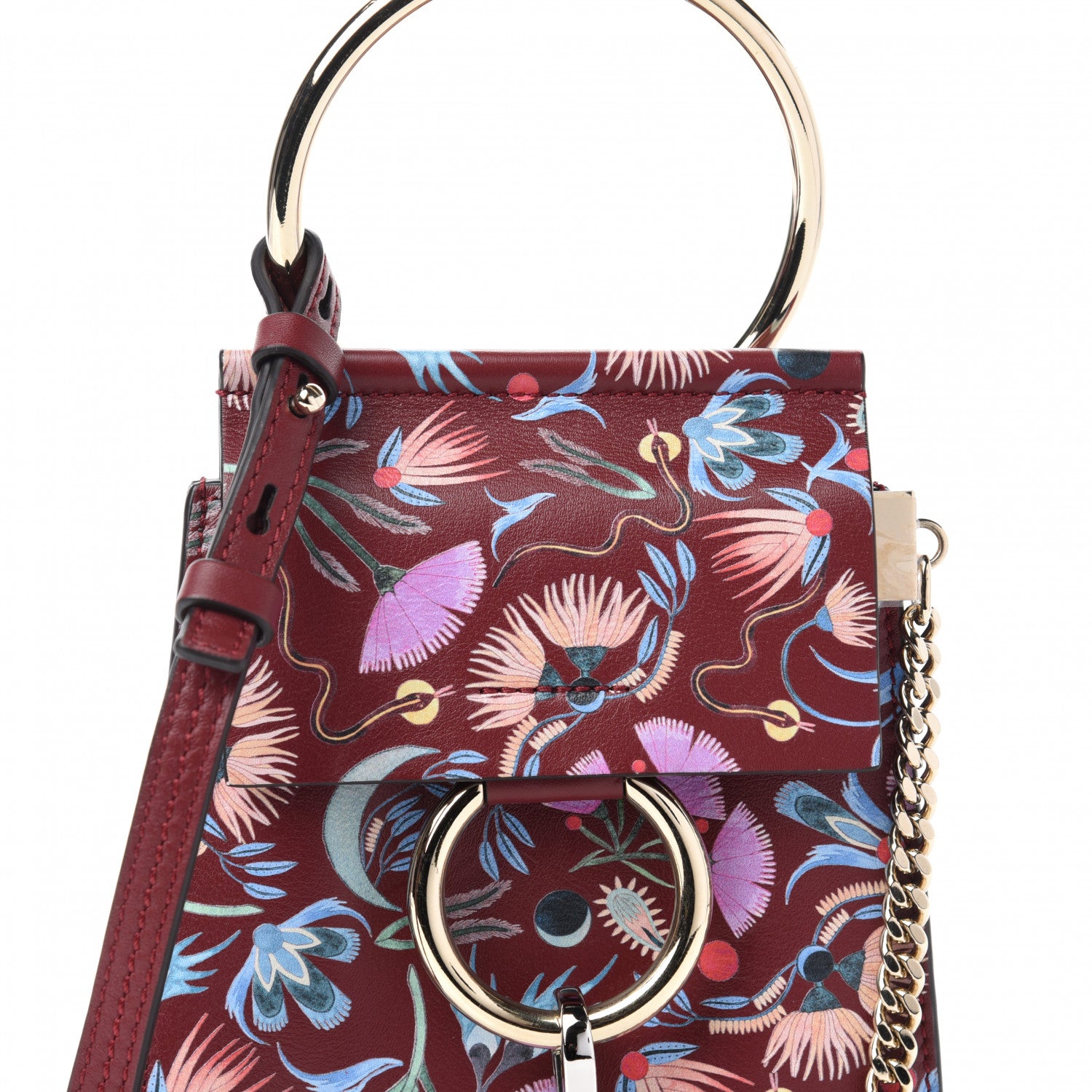 Chloe Calfskin Floral Print Mini Faye Bracelet Bag Plum Purple 10 of 10