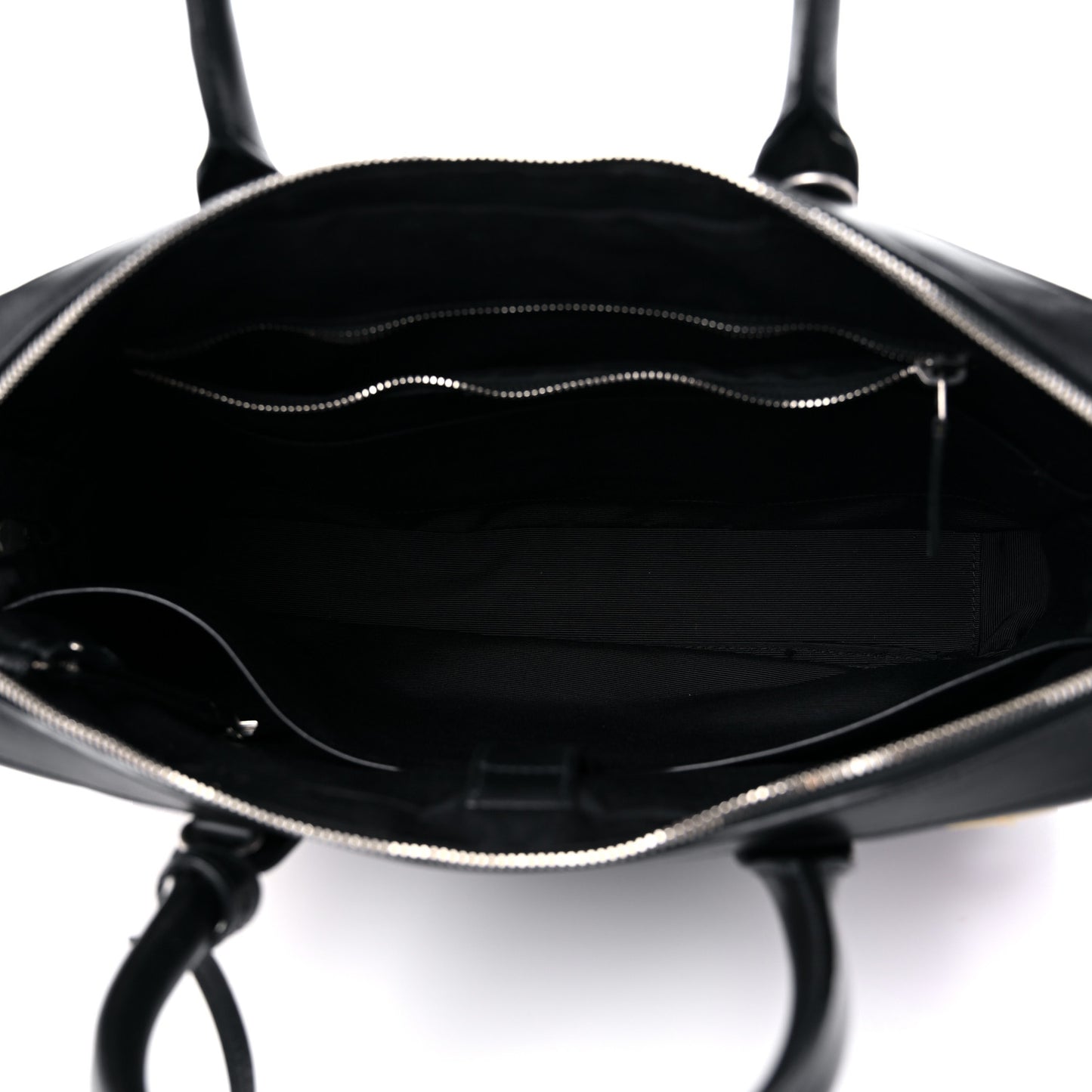 Calfskin Patch Embellished Museum Flat Briefcase Black