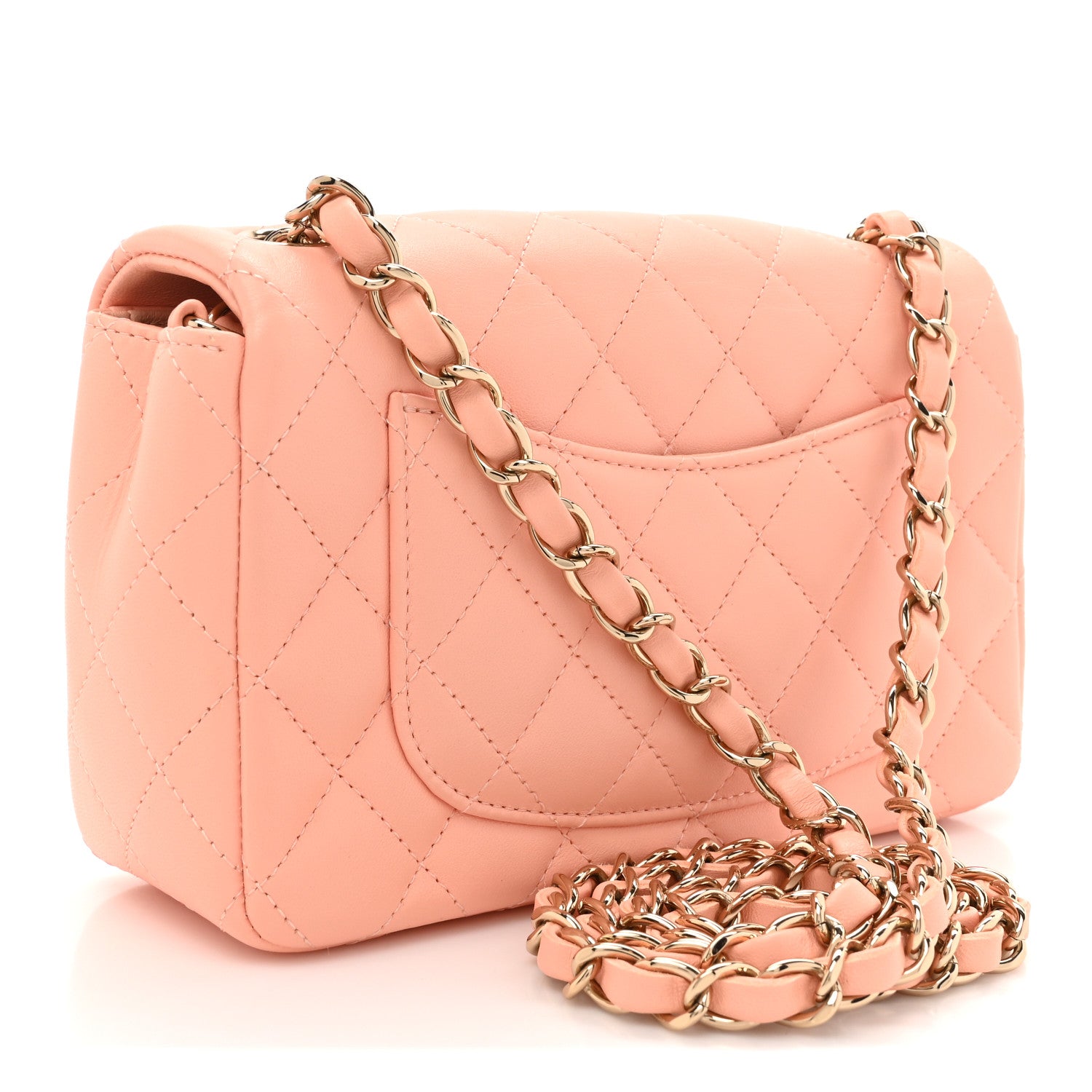 Chanel Lambskin Quilted Mini Rectangular Flap Light Orange 3 of 12