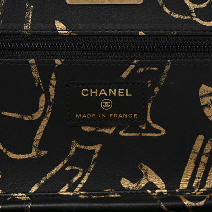 Chanel Calfskin Quilted Graffiti Pyramid Wallet On Chain WOC Black 6 of 12