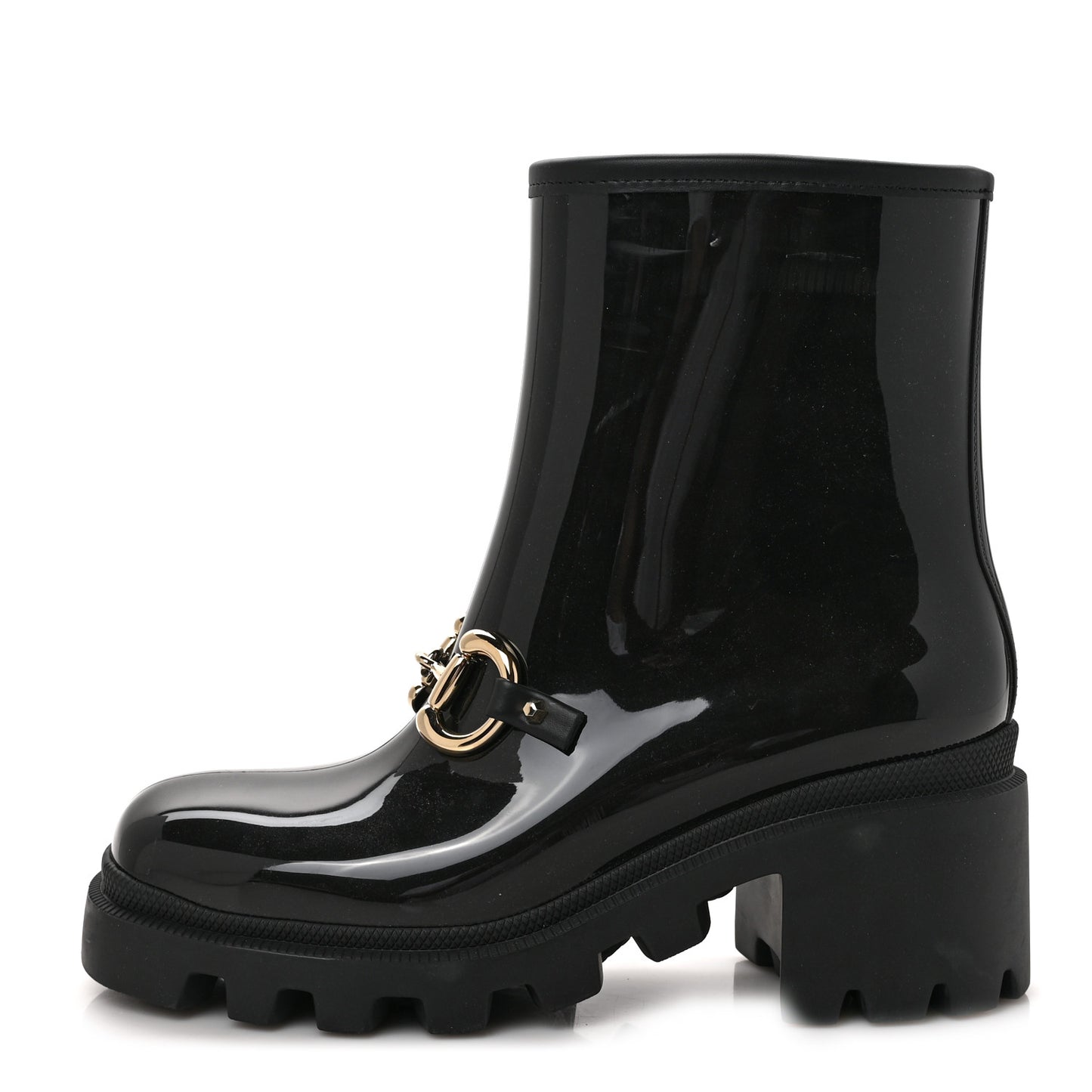 Rubber Womens Horsebit Ankle Boots 36 Black