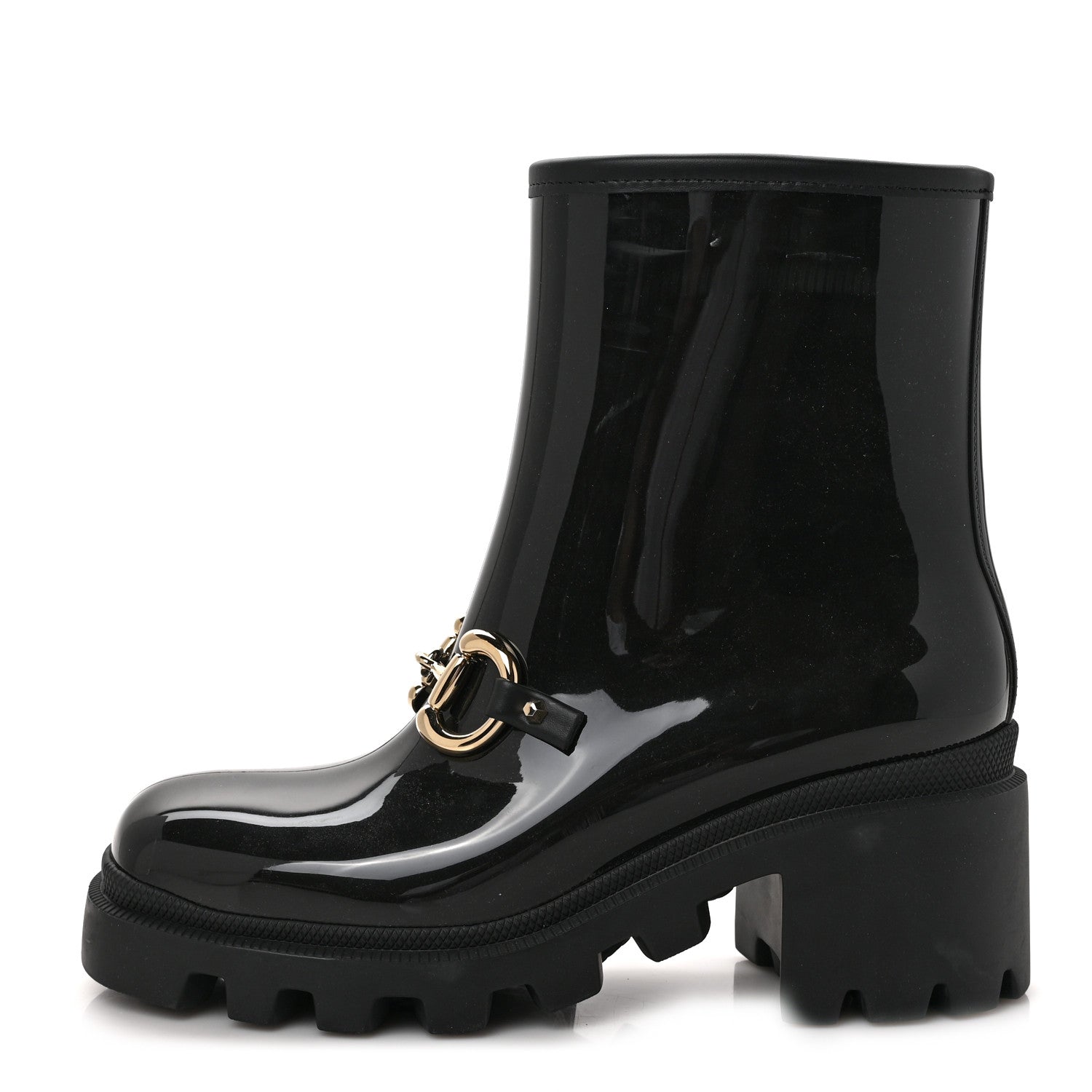 Gucci Rubber Womens Horsebit Ankle Boots 36 Black 1 of 8