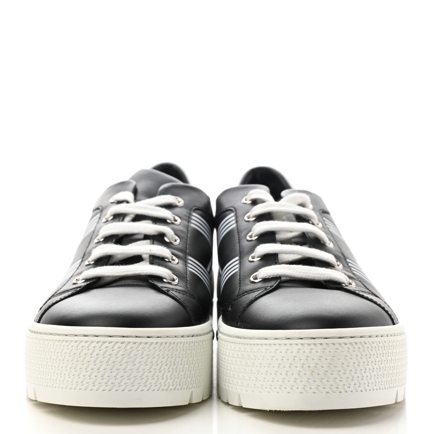 Hermes Calfskin Womens Dare Sneakers 39 Black White 2 of 9