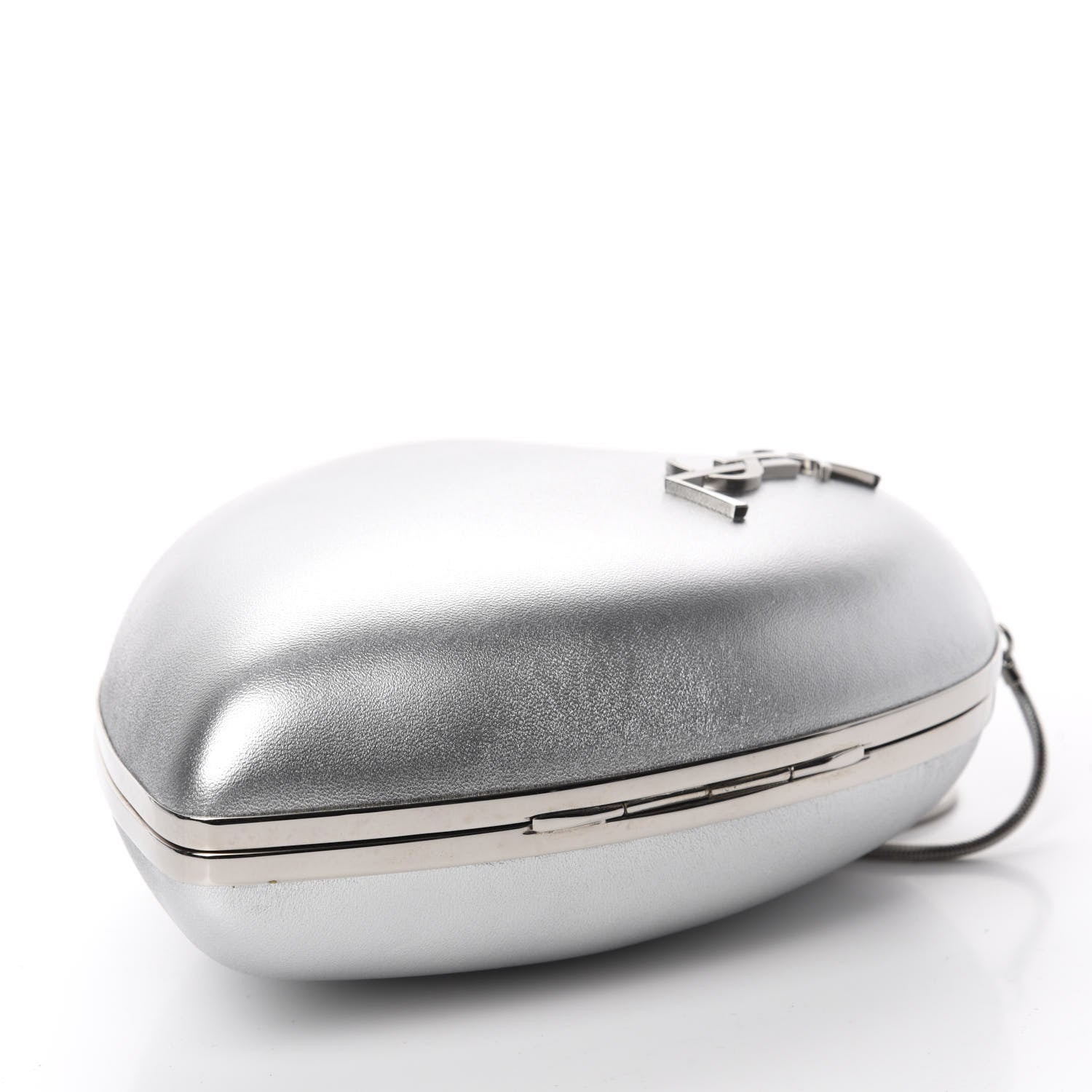Saint Laurent Smooth Calfskin Heart Monogram Love Box Crossbody Silver 4 of 9