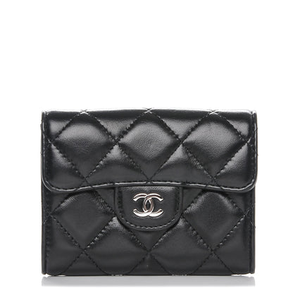 Chanel Lambskin Quilted Flap Card Holder Wallet Black 1 of 8