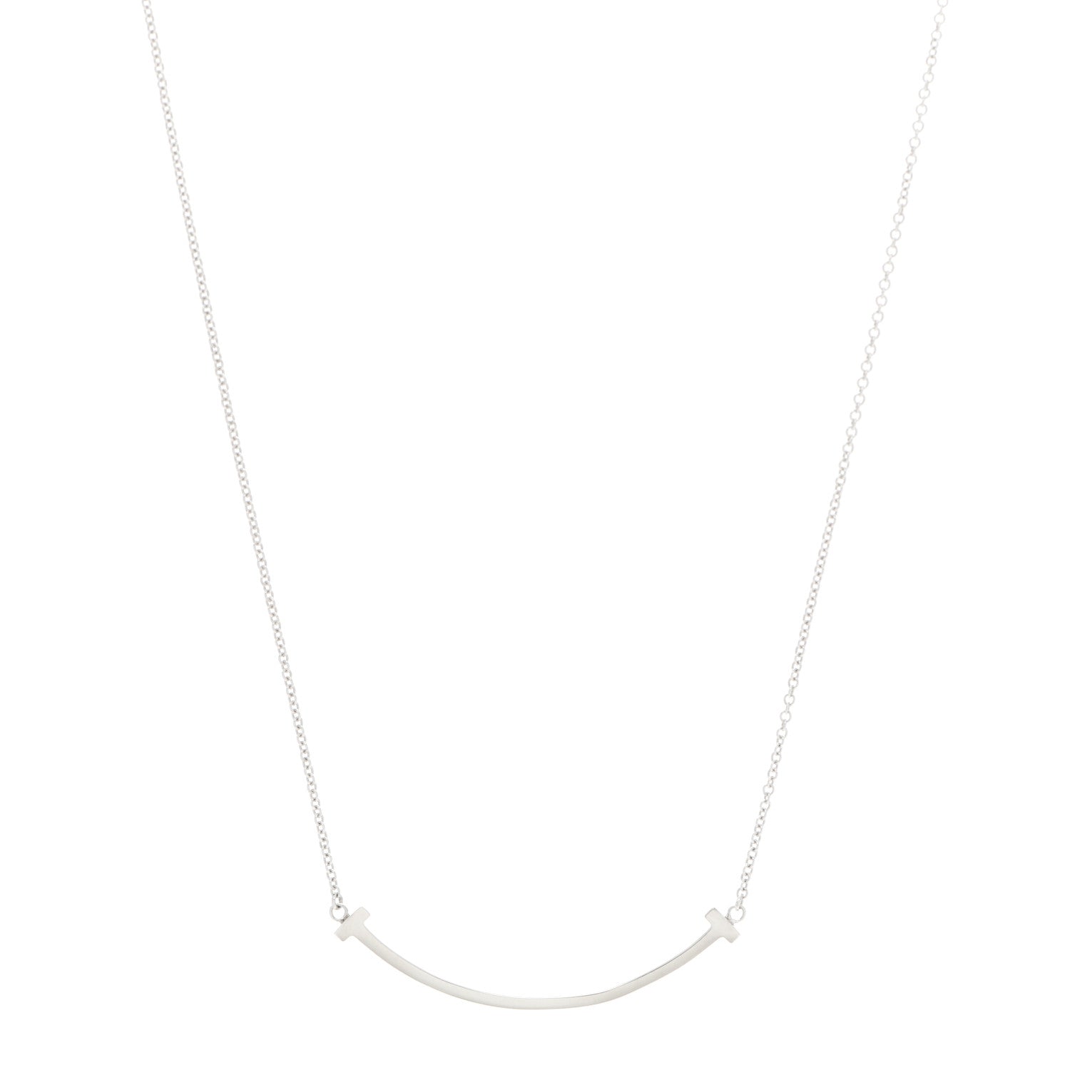 Tiffany Sterling Silver Small T Smile Pendant Necklace 1 of 6