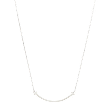 Tiffany Sterling Silver Small T Smile Pendant Necklace 1 of 6