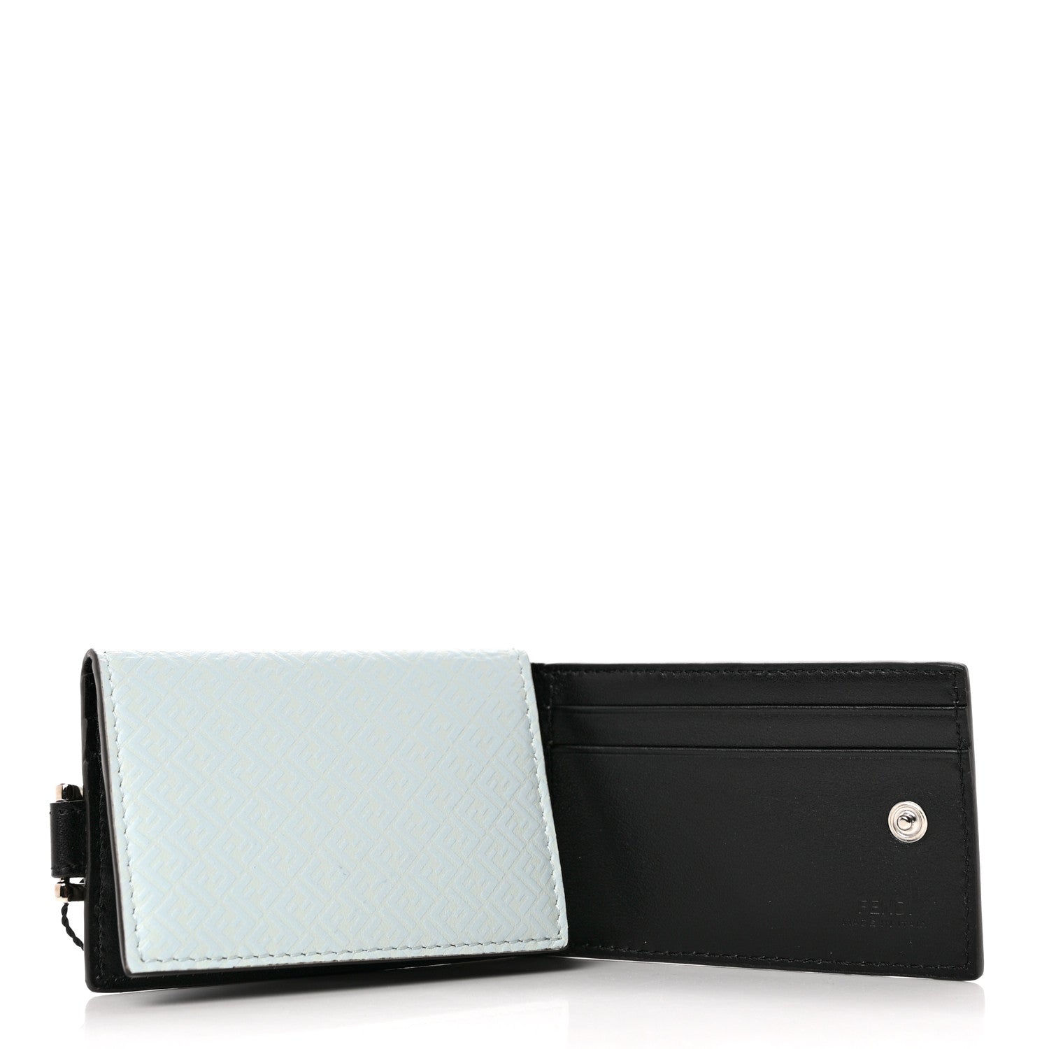 Fendi Vitello Grace Light Micro FF Embossed Card Case With Strap Baleari 6 of 7