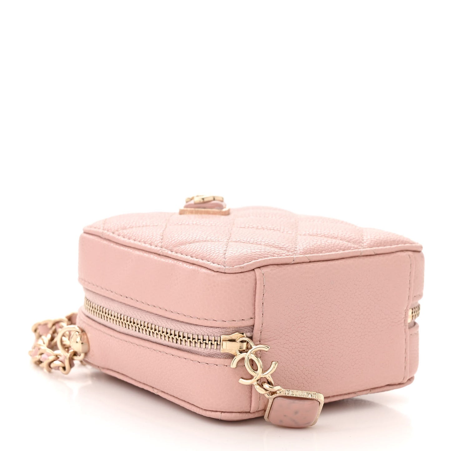 Caviar Quilted Clutch With Chain Light Pink