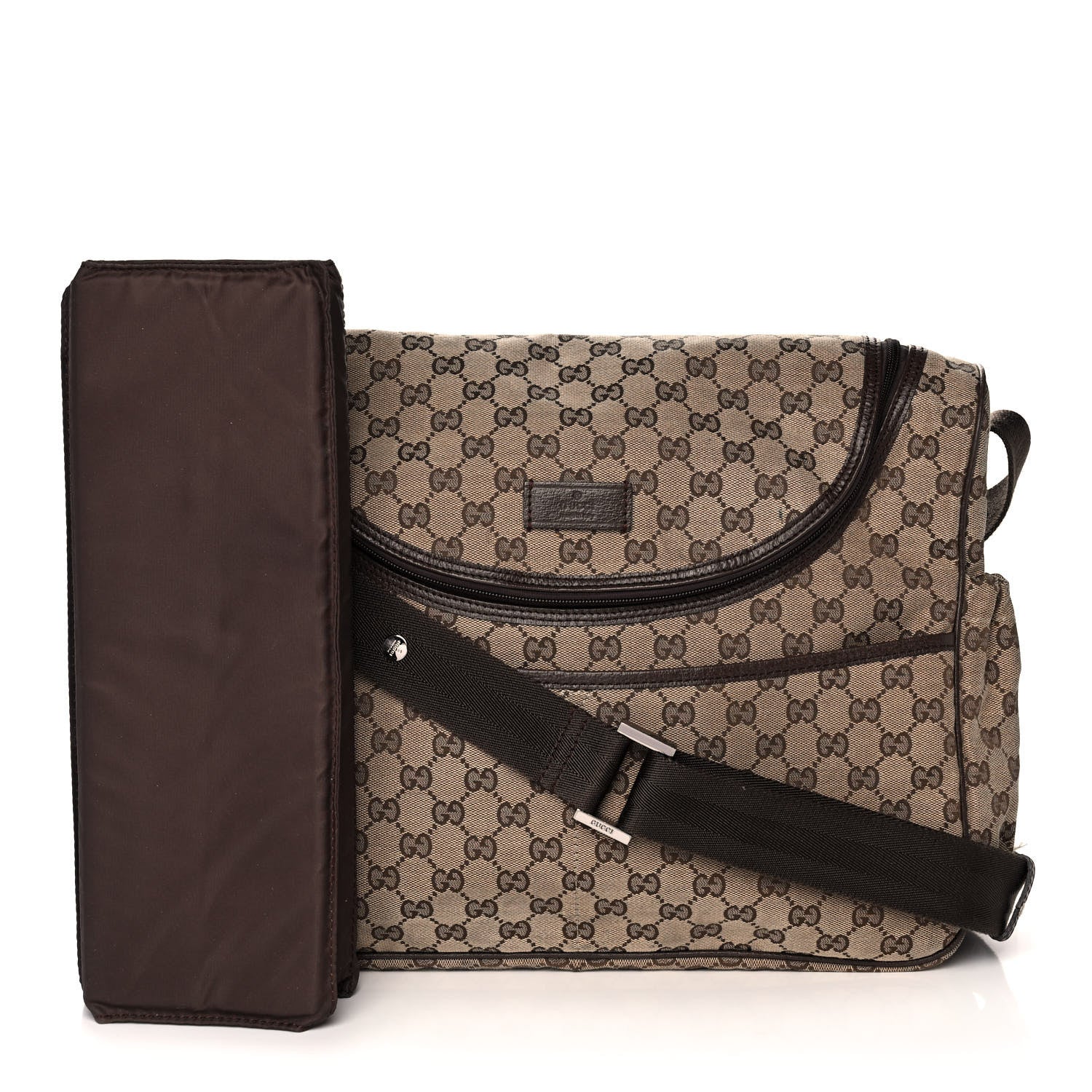 Gucci Monogram Natural Pigskin Large Diaper Bag Beige Ebony Cocoa Dark Chocolate 3 of 17