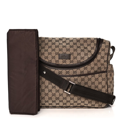 Gucci Monogram Natural Pigskin Large Diaper Bag Beige Ebony Cocoa Dark Chocolate 3 of 18