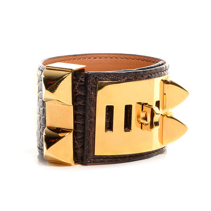 Hermes Shiny Alligator Collier De Chien CDC Bracelet Havanne 3 of 8