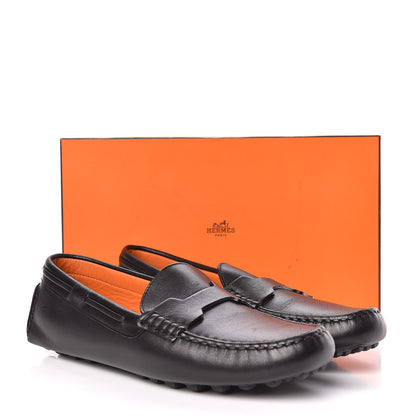 Hermes Calfskin Womens Oscar Loafers 38 Black 11 of 11