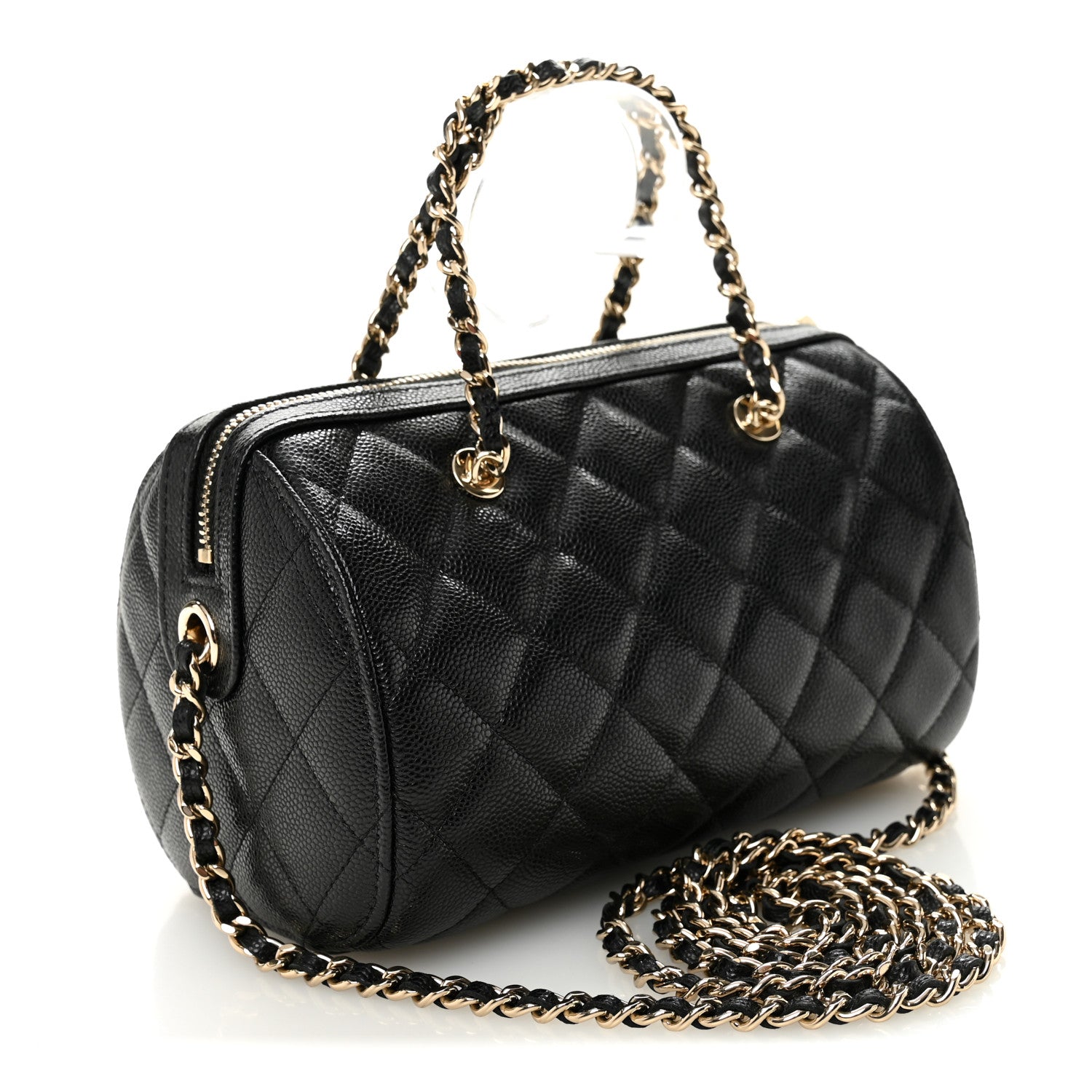 Chanel Caviar Quilted Barrel Clutch With Chain  Black 3 of 10